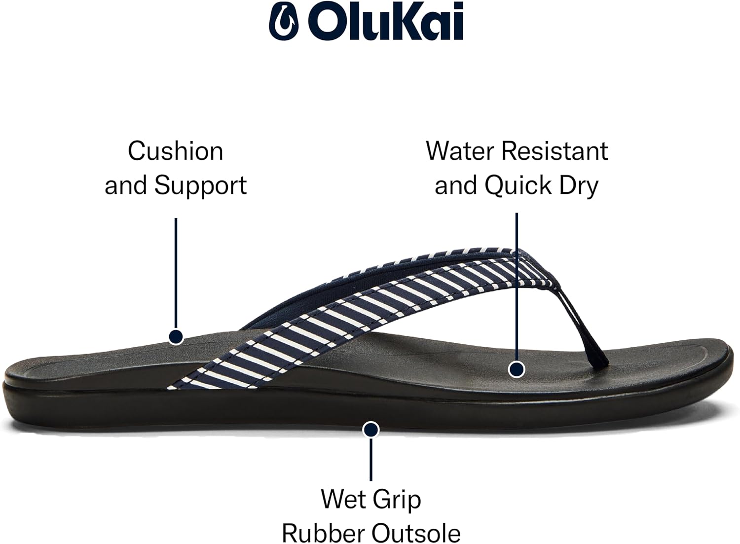 OluKai Ho'opio Women's Beach Sandals, Quick-Dry Flip-Flop Slides