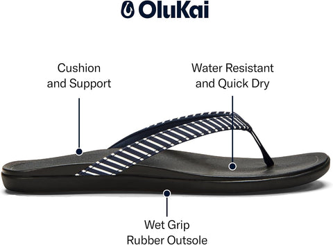 OluKai Ho'opio Women's Beach Sandals, Quick-Dry Flip-Flop Slides