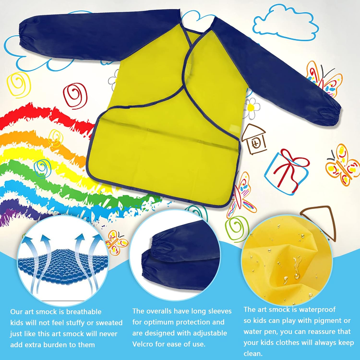 Zkptops 12 Pack Kids Art Smocks Waterproof Painting Apron,Toddler Smock