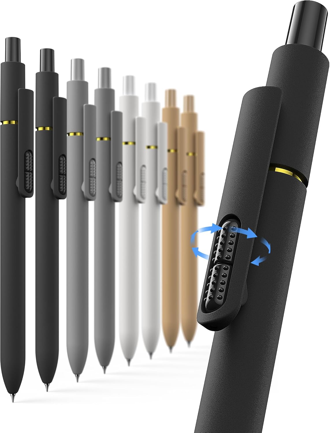 Hiacry 8 Pack Gel Pens, Quick-Drying Black Ink, 0.7mm Fine Point Fidget Pen