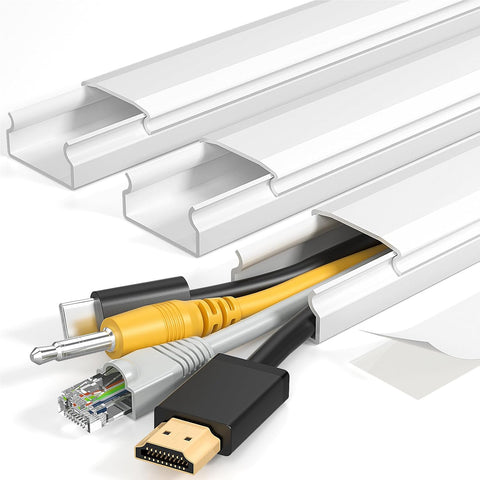 Yecaye TV Cord Hider, 42in Cord Cover Wall Mounted, W1.18in H0.6in, White