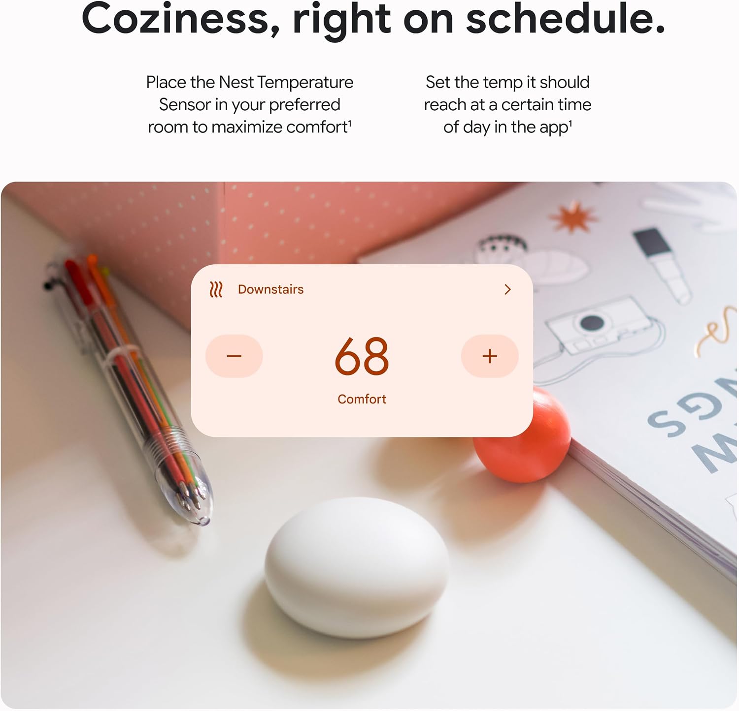 Google Nest Temperature Sensor (2nd Gen) - Room Comfort Sensor with Scheduling - Works with The Nest Learning Thermostat (3rd and 4th Gen) and Nest Thermostat E - Porcelain, White