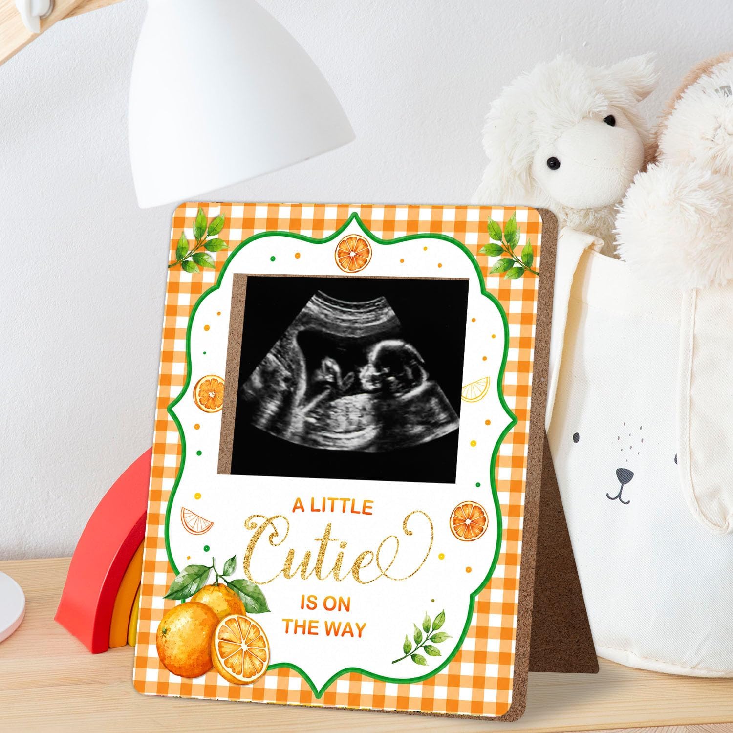 Orange Baby Shower Decor Frame, Tangerine Baby Shower Party Supplies, for Expecting Parents-to-Be Keepsake Gifts, Pregnancy Sonogram Frame Keepsake, Gender Reveal Present