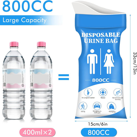 DIBBATU Disposable Urine Bags for Women/Men, 12/24Pack for Travel, Camping, Car Trip