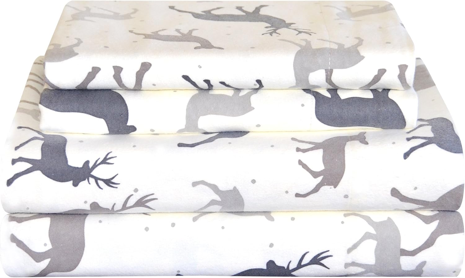 Pointehaven Flannel 170 GSM Sheet Set,Queen Autumn Deer