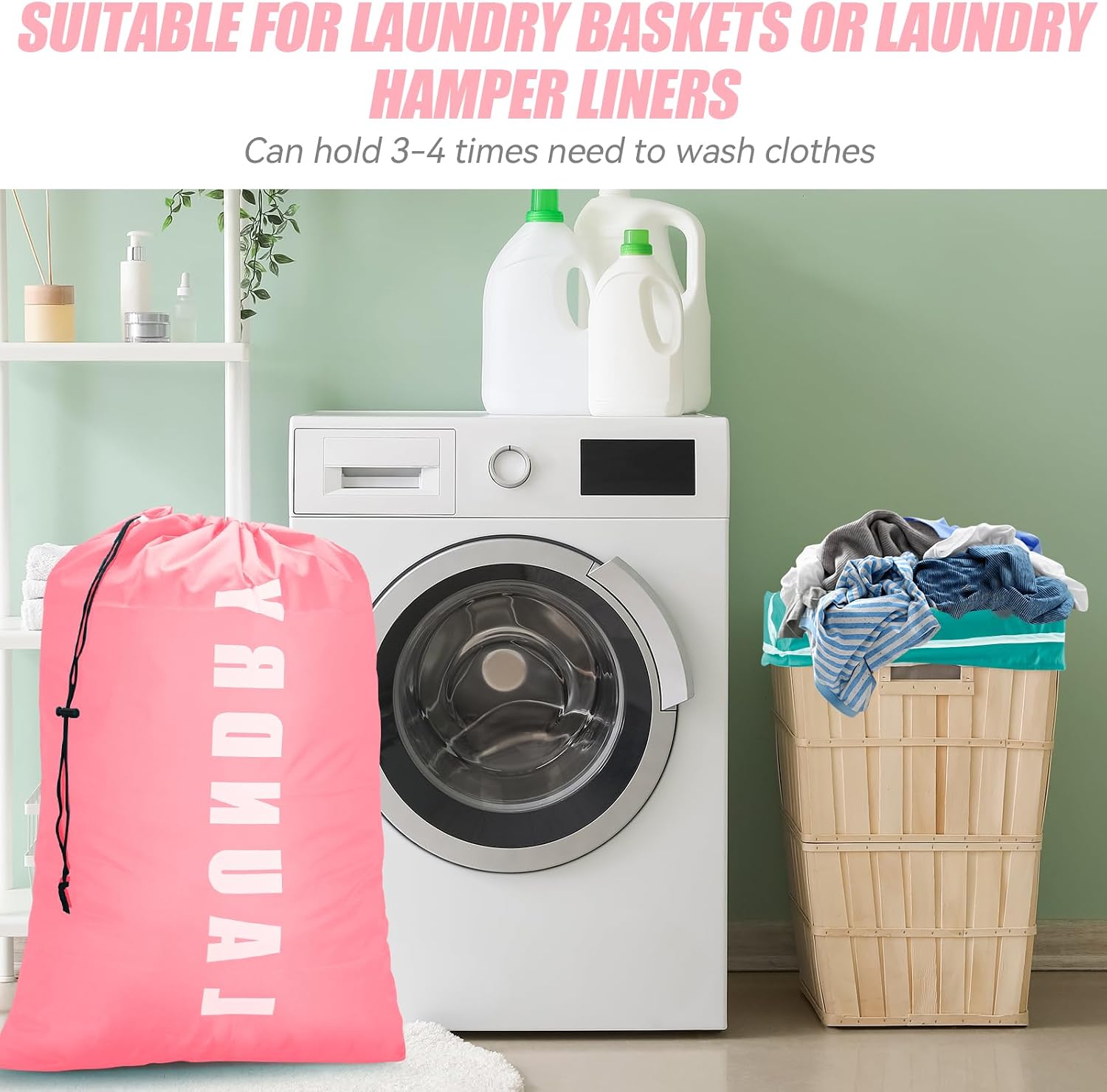 Isink Laundry Bag,2 Pack Travel Laundry Bags for Dirty Clothes,Large Laundry Bags for Camping & Traveling,Dirty Clothes Travel Bag,24" x 36" (Cyan + Pink)