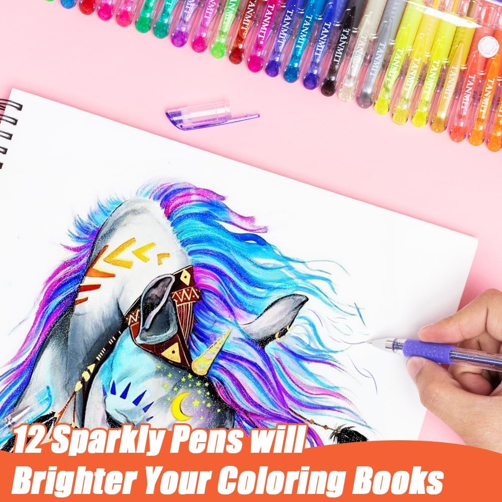 TANMIT 36 Colors Gel Pens Set for Adult Coloring Books with 40% More Ink