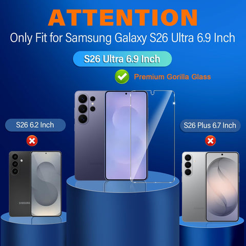firtstnow 3 Pack for Samsung Galaxy S26 Ultra Screen Protector Tempered Glass + 3 Pack Camera Lens Protector, Military Grade Shatterproof, 9H Hardness, Fingerprint Unlock,Case Friendly 6.9 Inch