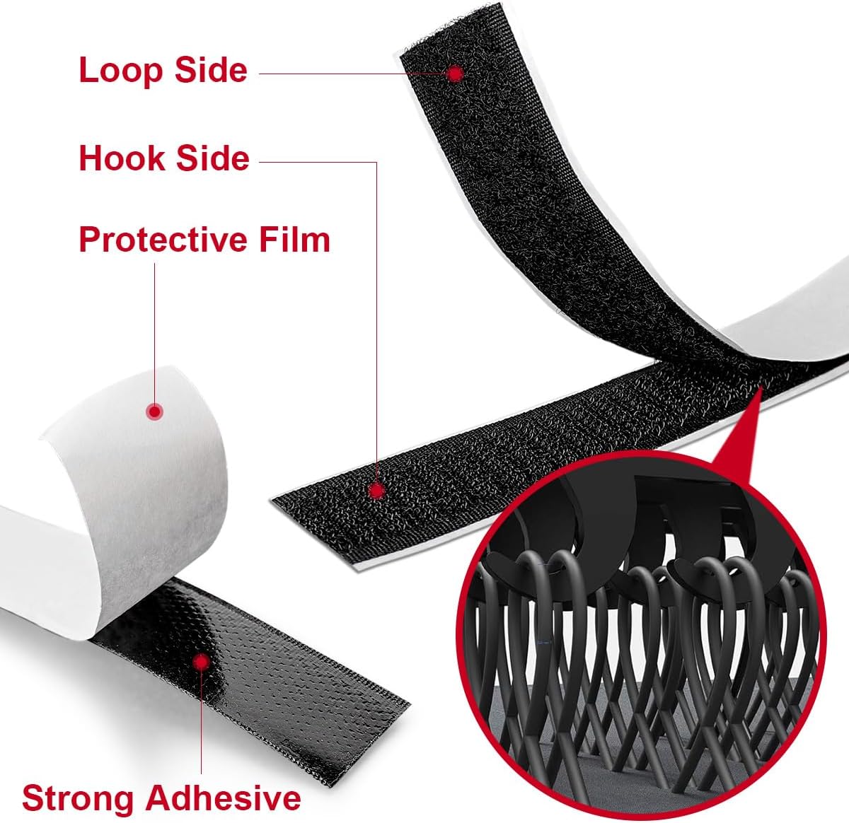 1 Inch x 33 Feet Hook and Loop Tape, Nylon Heavy Duty Hook and Loop Tape Strips, Excellent Grip, Non-Adhesive, Interlocking Tape,for Sewing, Crafting,DIY,Wall Adhesive Strips