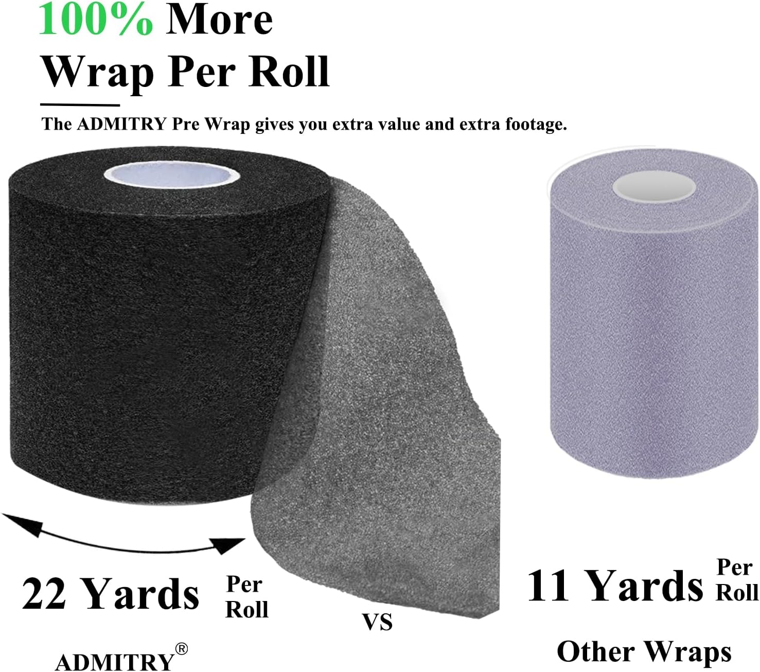 ADMITRY Pre Wrap Tape Athletic,3 Rolls X 22 Yards Beige Prewrap