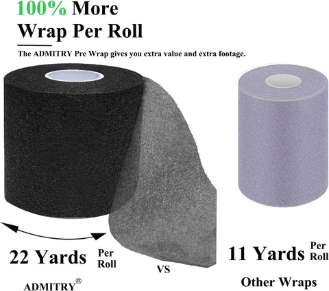 ADMITRY Pre Wrap Tape Athletic,3 Rolls X 22 Yards Beige Prewrap