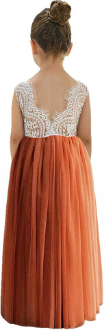 2Bunnies Girl Peony Lace Back A-Line Straight Tutu Tulle Party Flower Girl Dress