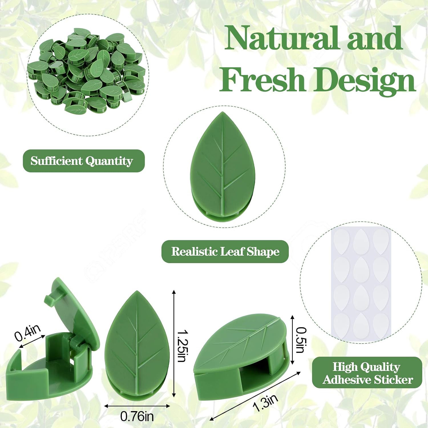 Geiserailie 60 Plant Climbing Clips Wall Fixture with 72 Stickers for Vine