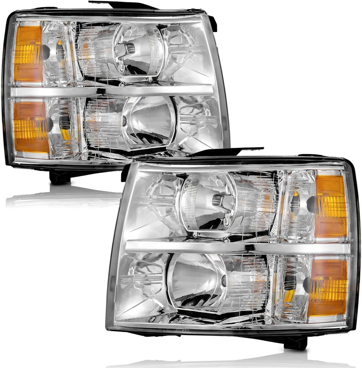 WEELMOTO Headlights Assembly for 2007-2013 Chevy Silverado 1500 WT/LS/LT
