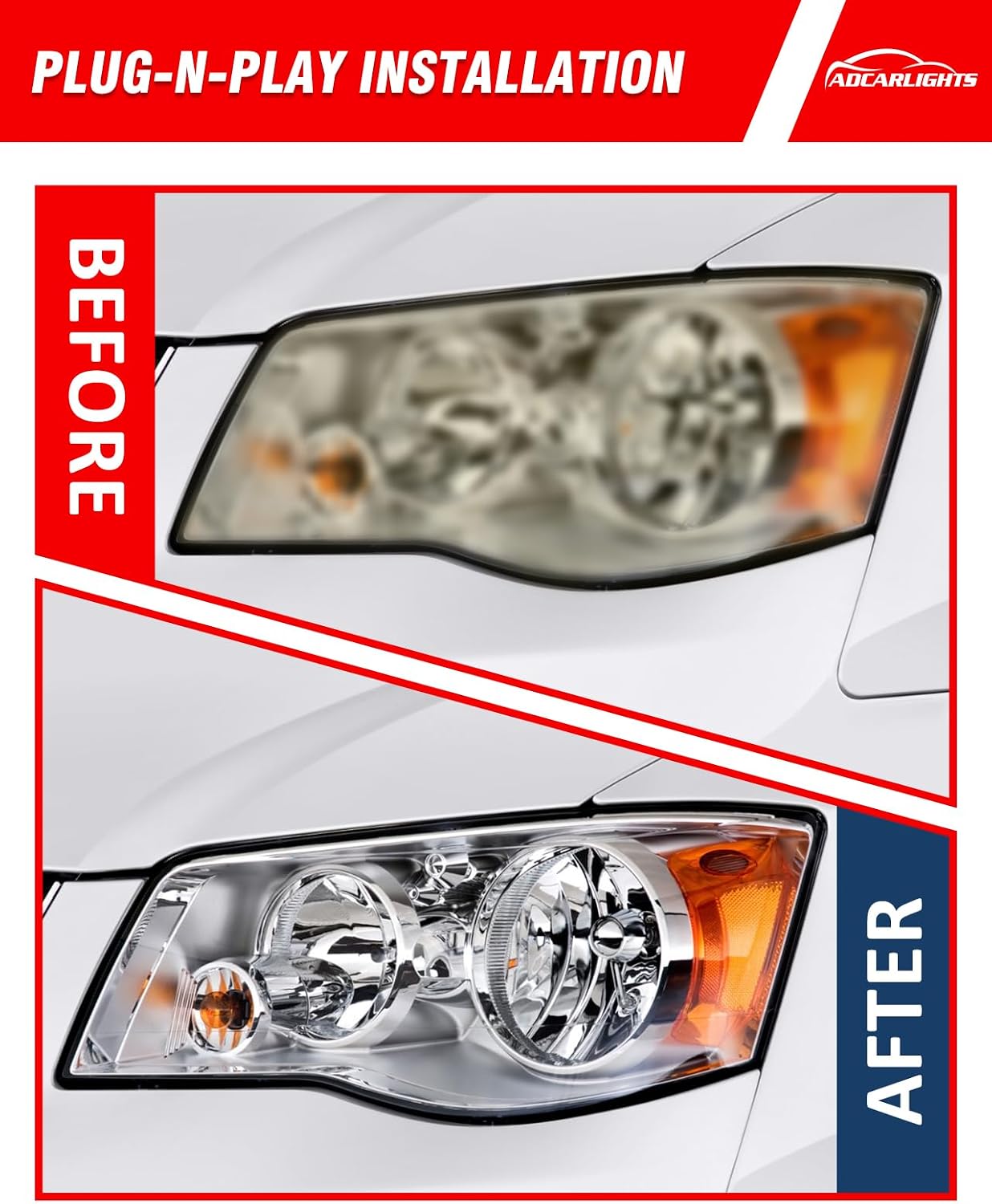 for 2008-2016, 2018-2020 Chrysler Town & Country Headlight