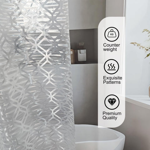TIKABC Shower Curtain Liner, 4G PEVA Shower Liner, Plastic Peva Waterproof Shower Curtains, 72x72 inch with Grommet Holes 3 Magnetic Weights