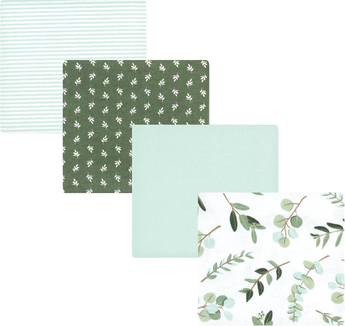 Hudson Baby Unisex Baby Cotton Poly Flannel Receiving Blankets, Eucalyptus, One Size