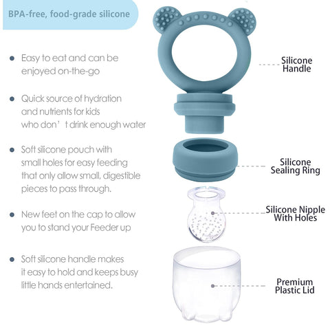 BigSpinach Silicone Baby Food Freezer Tray with Teething Popsicle Molds - Baby Fruit Feeder and Breastmilk Teether Combo