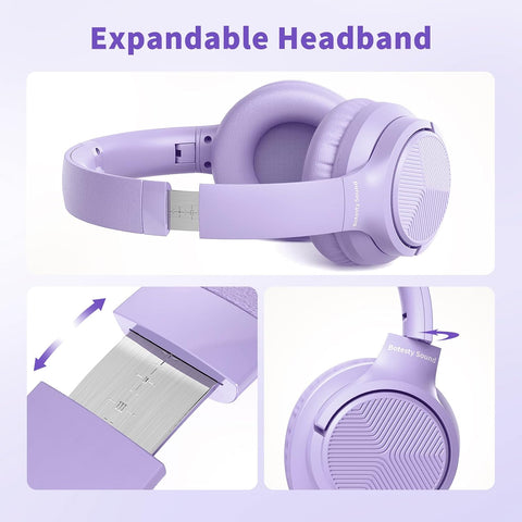 Headphones Wired with Microphone for School, 3.5mm Corded Headphone, Purple