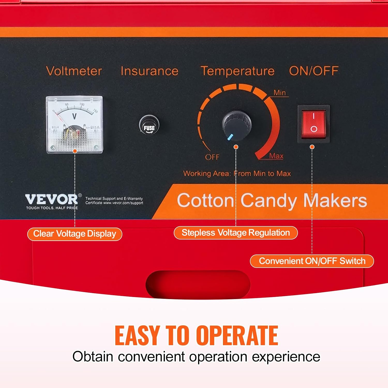 VEVOR Electric Cotton Candy Machine Cart, 1000W Commercial Floss Maker w/Stainless Steel Bowl, Sugar Scoop and Drawer, Perfect for Home, Carnival, Kids Birthday, Family Party, Red