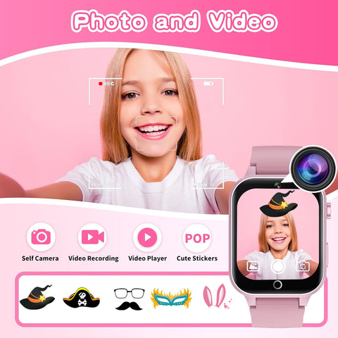 Kids Smart Watch Gift for Girls Age 5-12, 39 Games HD Touch Screen Watches with Video Camera Music Player Pedometer Flashlight 12/24 hr Educational Toys Birthday Gifts for Girls Ages 7 8 9 10