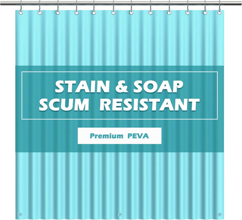EHZNZIE Aqua Shower Curtain Liner 72x72, PEVA Waterproof Bath Curtain, No Chemical Smell, 3 Weighted Magnets, Durable with Rustproof Metal Grommets
