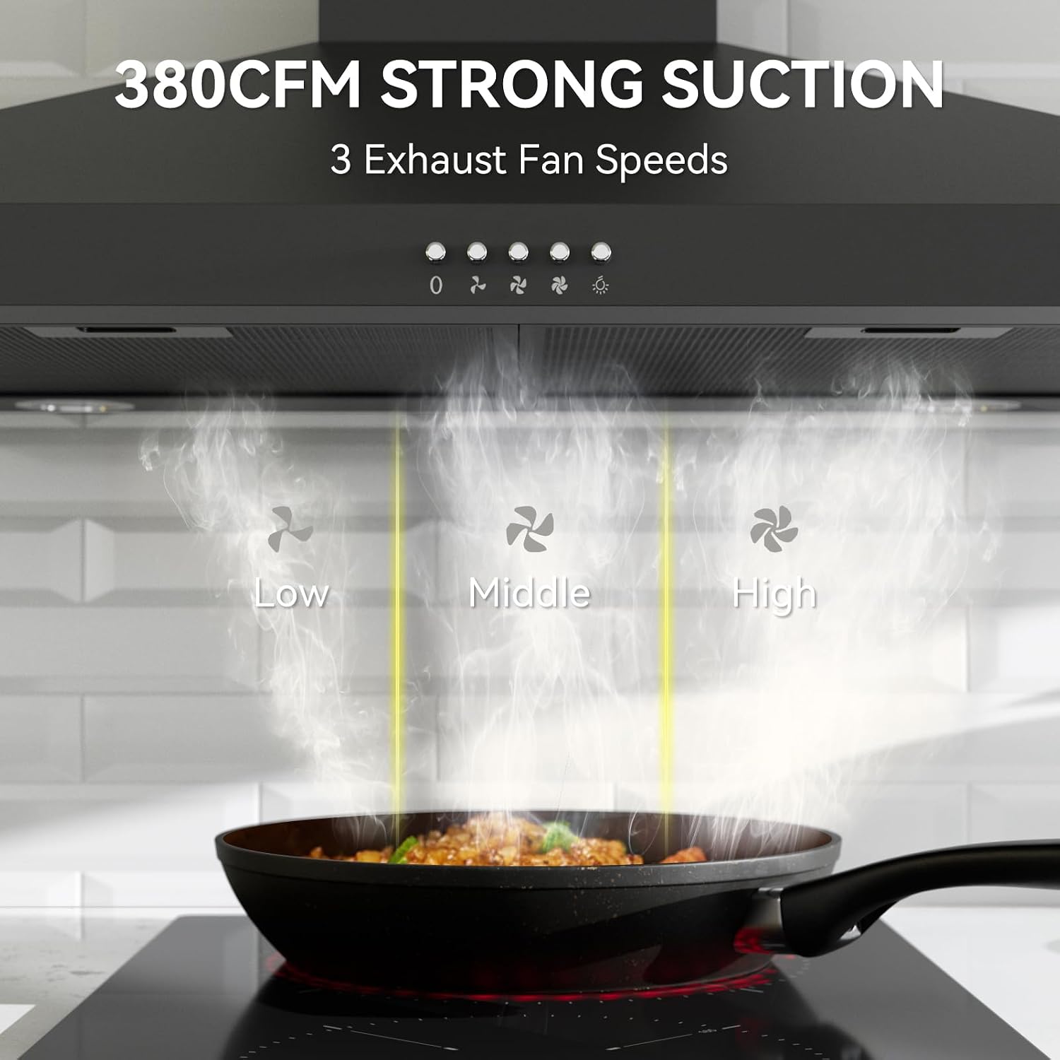 magicplux Wall Mount Range Hood 30 inch, 380 CFM Kitchen Hood