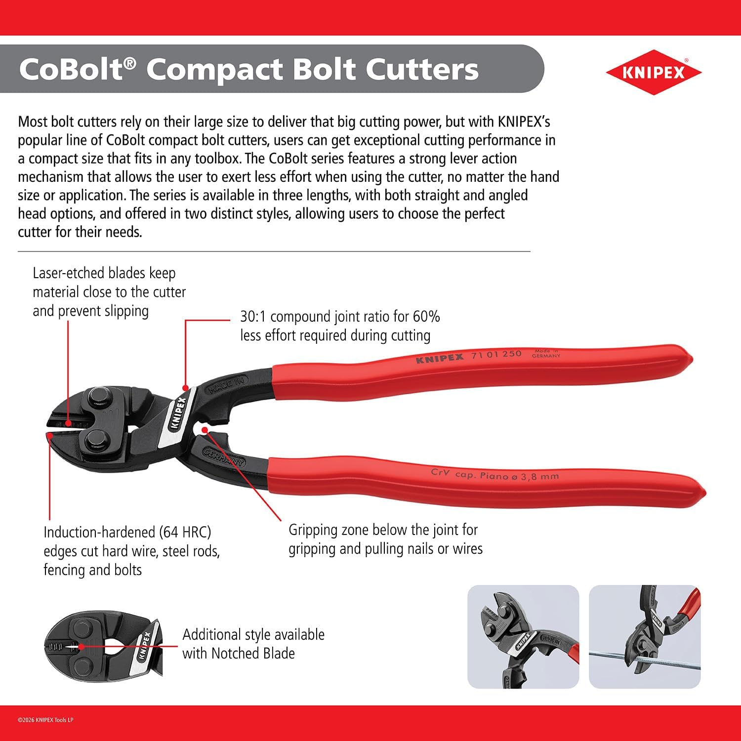Knipex Tools 71 01 250 CoBolt Compact Bolt Cutter, 10"