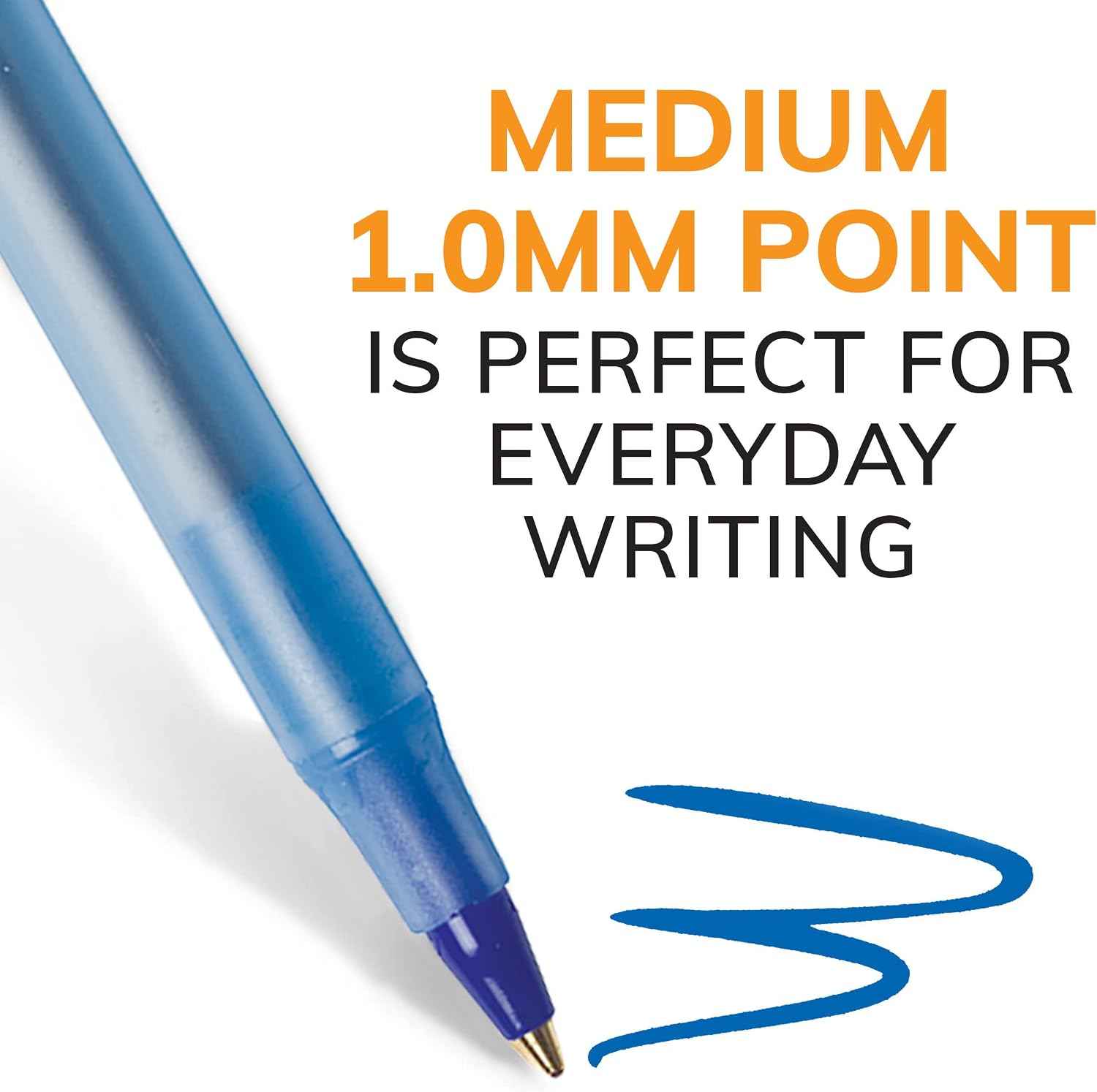 BIC Round Stic Xtra Life Ballpoint Pen, Medium Point (1.0mm), Blue, Flexible Round Barrel For Writing Comfort (Pack of 9, 540 Count Total)