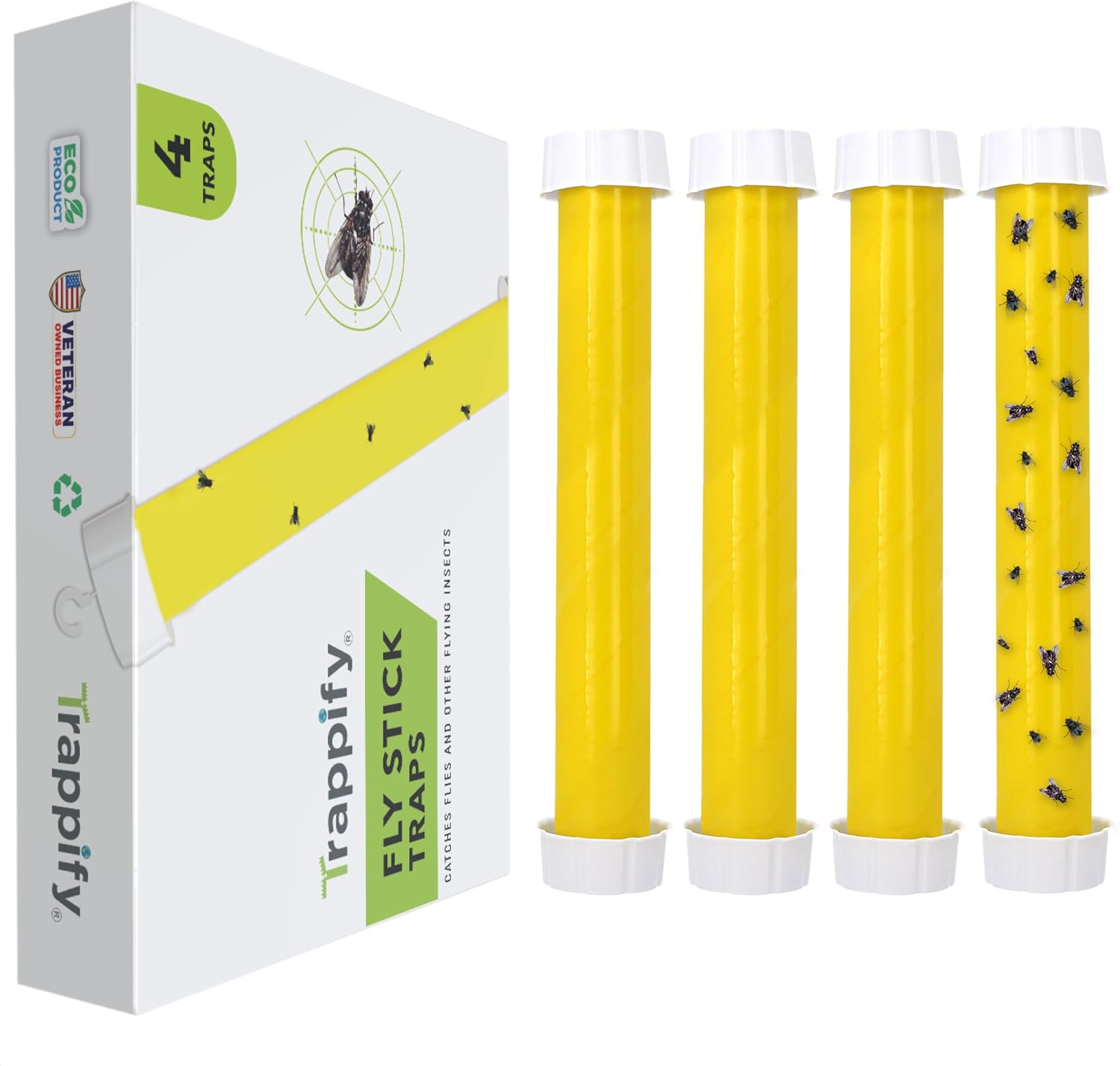 Trappify Hanging Fly Trap & Fruit Fly Traps for Indoors, Yellow, 4 Pack