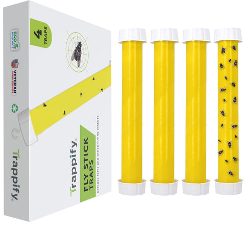 Trappify Hanging Fly Trap & Fruit Fly Traps for Indoors, Yellow, 4 Pack