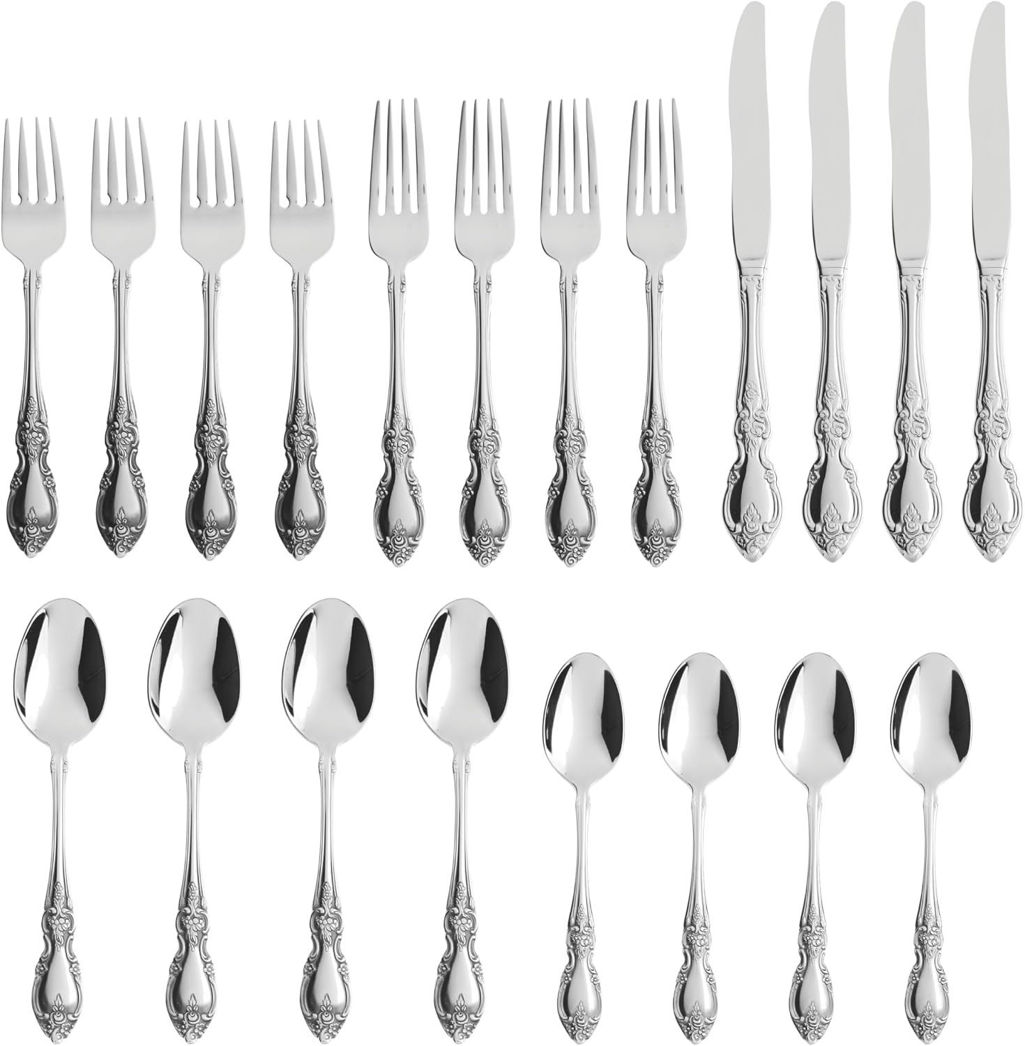 Oneida Louisiana 20-Piece 18/8 Silverware Set for 4, Flatware
