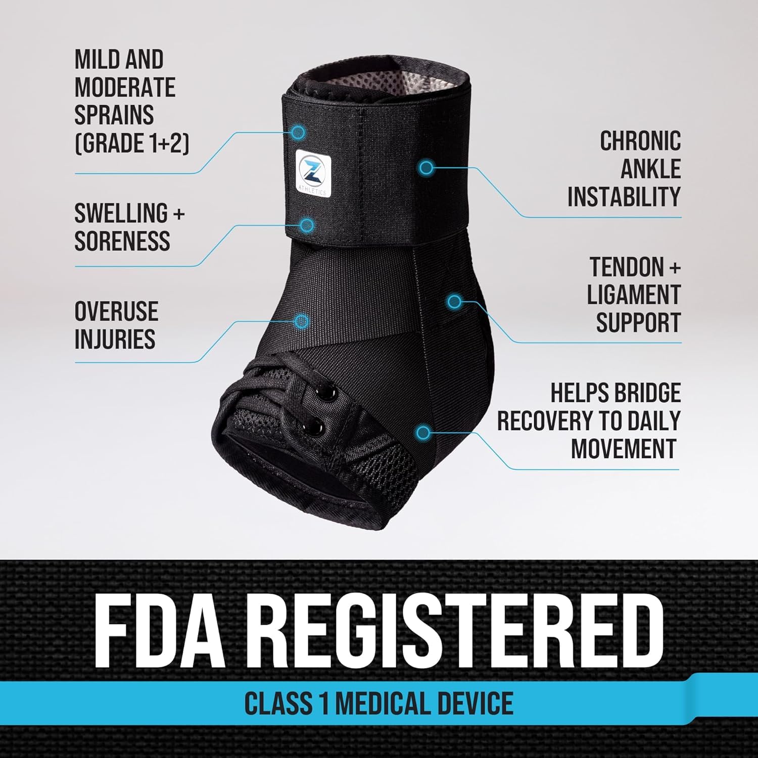 Reinforced Lace Up Ankle Brace for Men & Women, Sprained Ankle Support Wrap