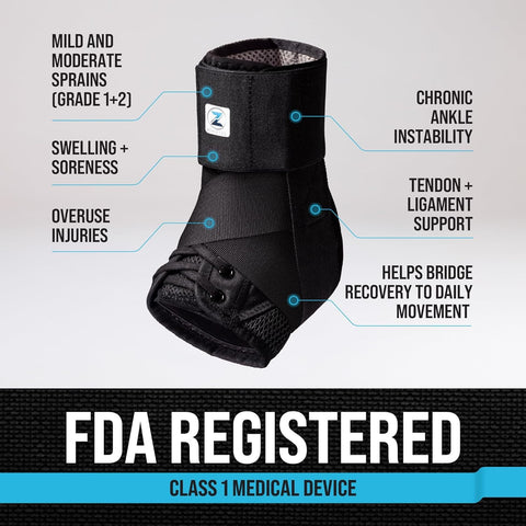 Reinforced Lace Up Ankle Brace for Men & Women, Sprained Ankle Support Wrap