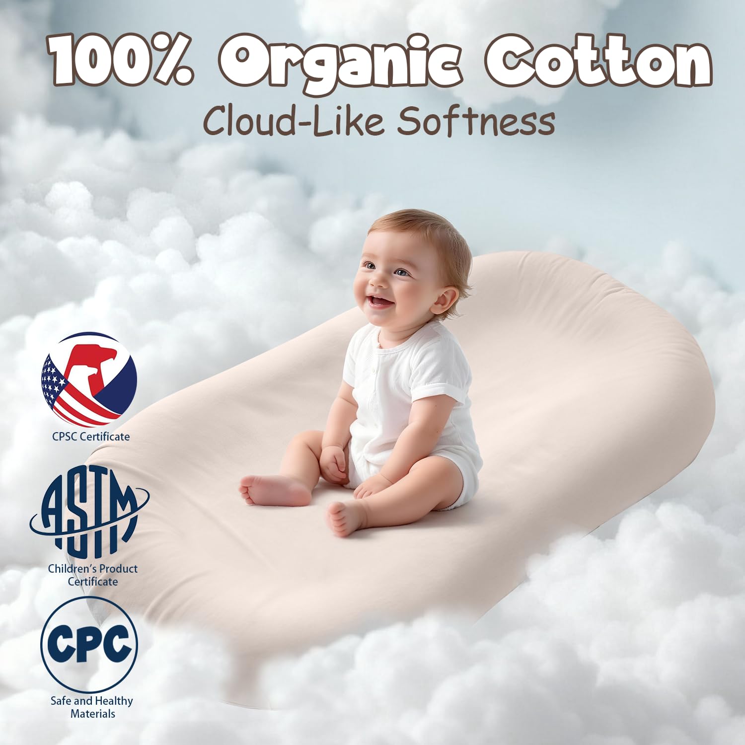 Extra Large Baby Lounger for Newborn 0-24 Months, Portable Infant Lounger