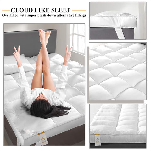1400 GSM Full Mattress Topper, Extra Thick Cooling Pillow Top Plush Pad