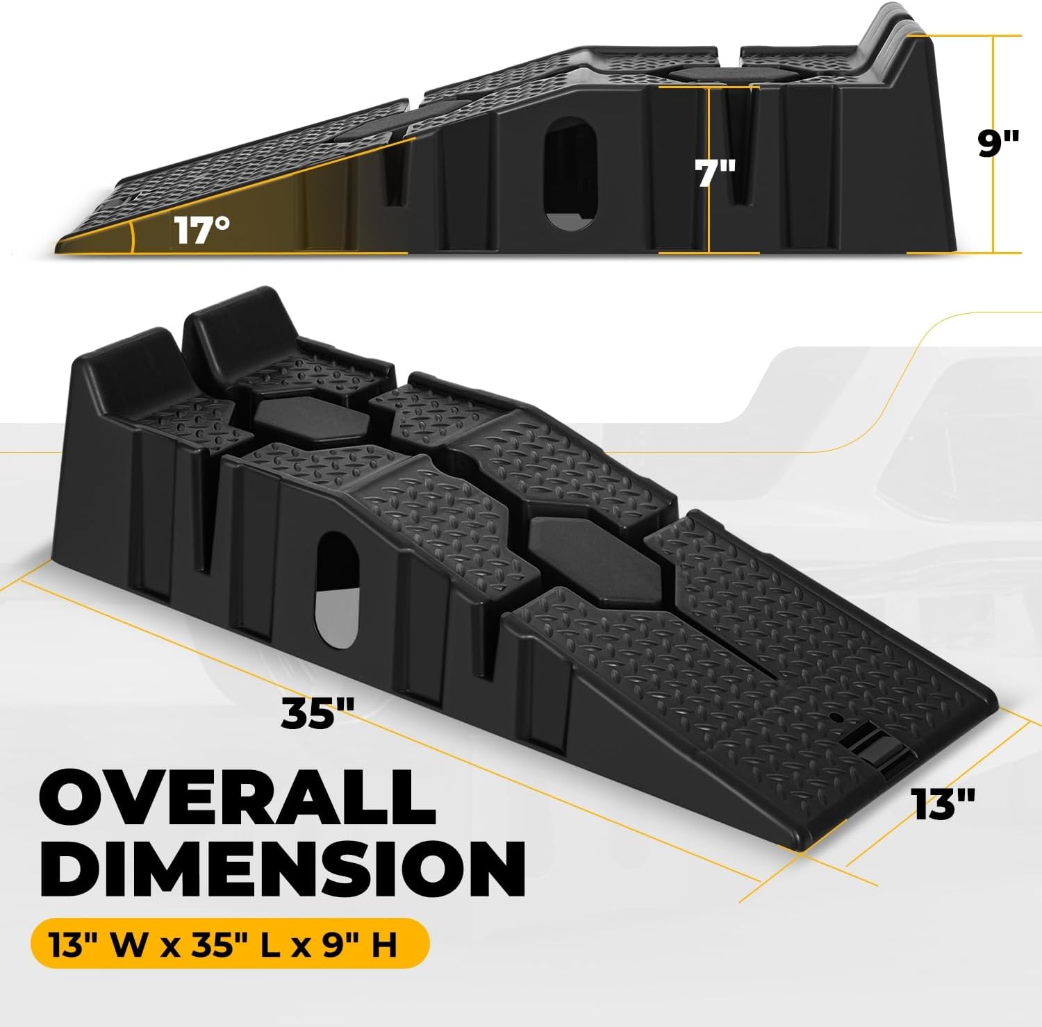 Auto Dynasty Car Ramps for Oil Changes, Low-Profile 2Pcs 2.5 Ton Capacity