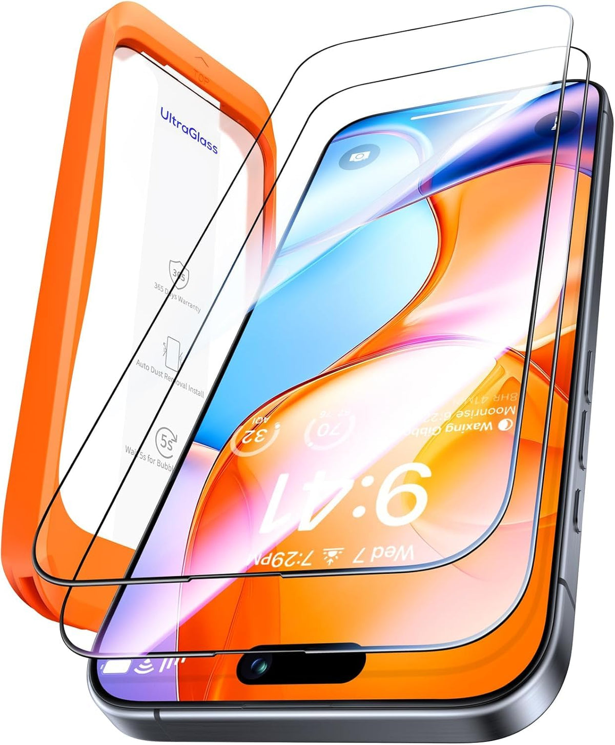 UltraGlass TOP 9H+ Glass for iPhone 14 Screen Protector [Military Grade Shatterproof & Longest Durable] Screen Protector 14 Tempered Glass Full Coverage Protection, 2 Packs