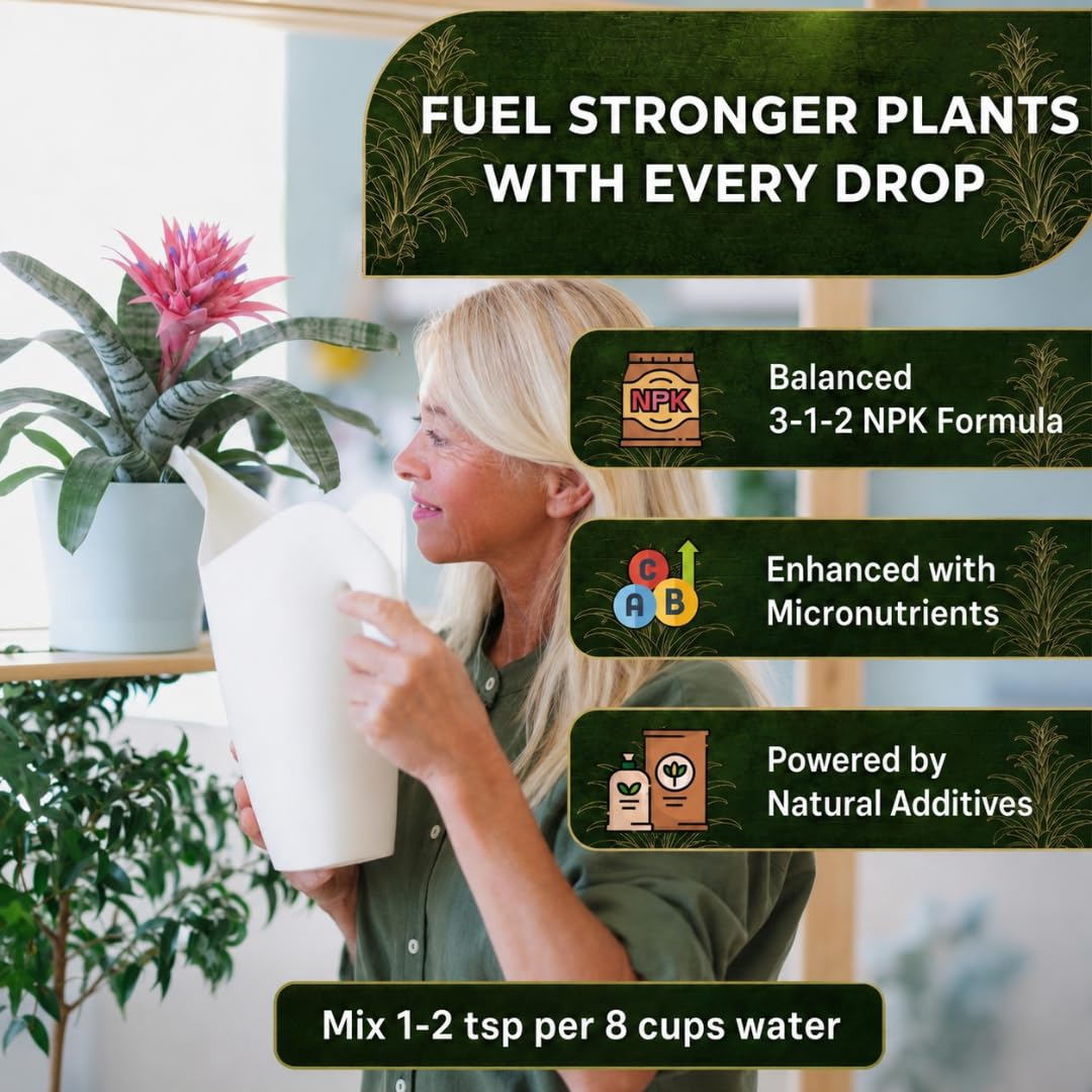 Professional Bromeliad Fertilizer Liquid 3-1-2 Concentrate 8 oz, Premium Bromeliad Plant Food for Indoor and Outdoor Plants, Liquid Bromeliad Plant Fertilizer Made in USA