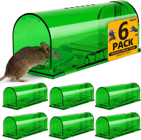 6 Pcs Humane Mouse Traps No Kill,Catch and Release Mouse Traps that Work,Live Mouse Trap Small Capture Cage,Reusable Mice Trap Catch for House & Outdoors