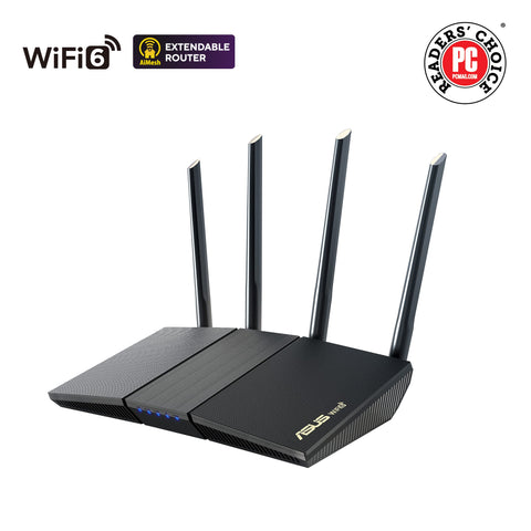 ASUS RT-AX1800S Dual Band WiFi 6 Extendable Router, Subscription-Free Network Security, Parental Control, Built-in VPN, AiMesh Compatible, Gaming & Streaming, Smart Home