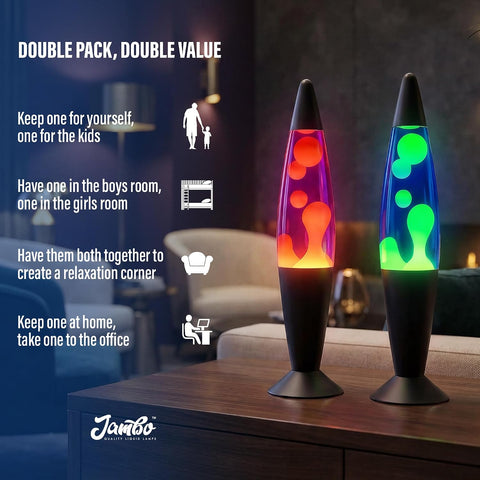 JAMBO 2 Pack- 16" Beautiful Lamp- Relaxing Liquid Lamp, Night Light Nightlight, Lamps for Adults Teens Kid