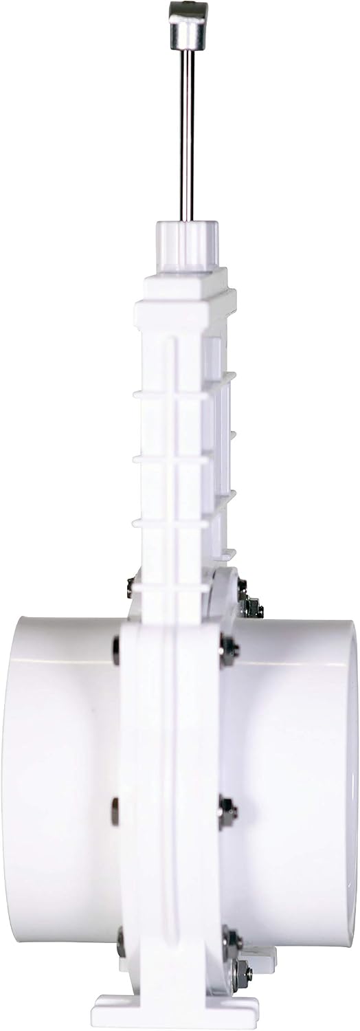 Valterra 4" PVC Gate Valve, slip/hub fittings with stainless steel paddle for Koi/Slurry Ponds, Aquaculture, Sewer lines & more, White (6401)