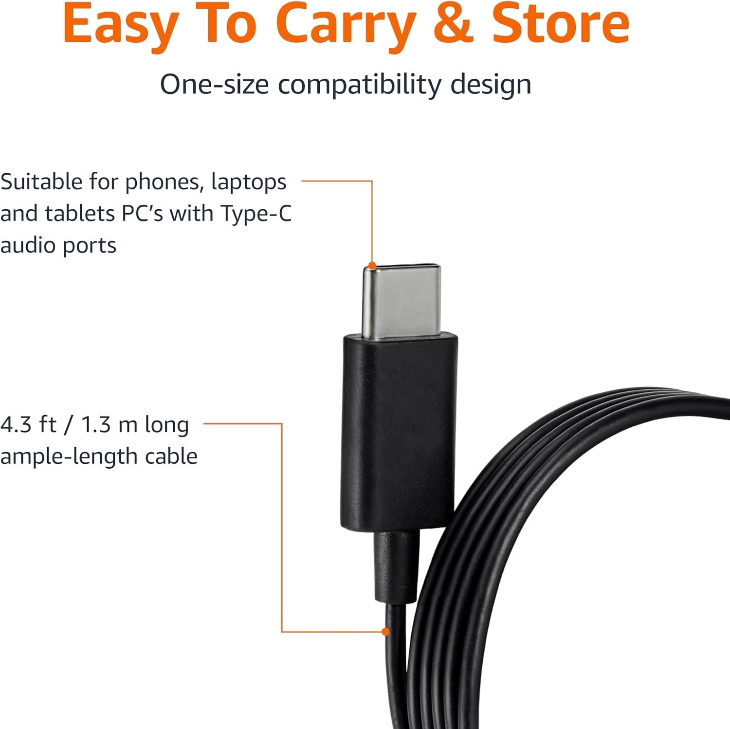 Amazon Basics Wired Earbuds with Microphone, in Ear Headphones, USB-C, 2 Pack