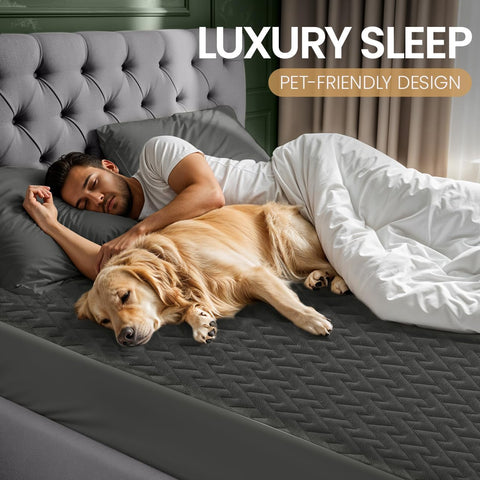 Premium Waterproof Mattress Protector Full Size, Gray, 15" Deep Pocket