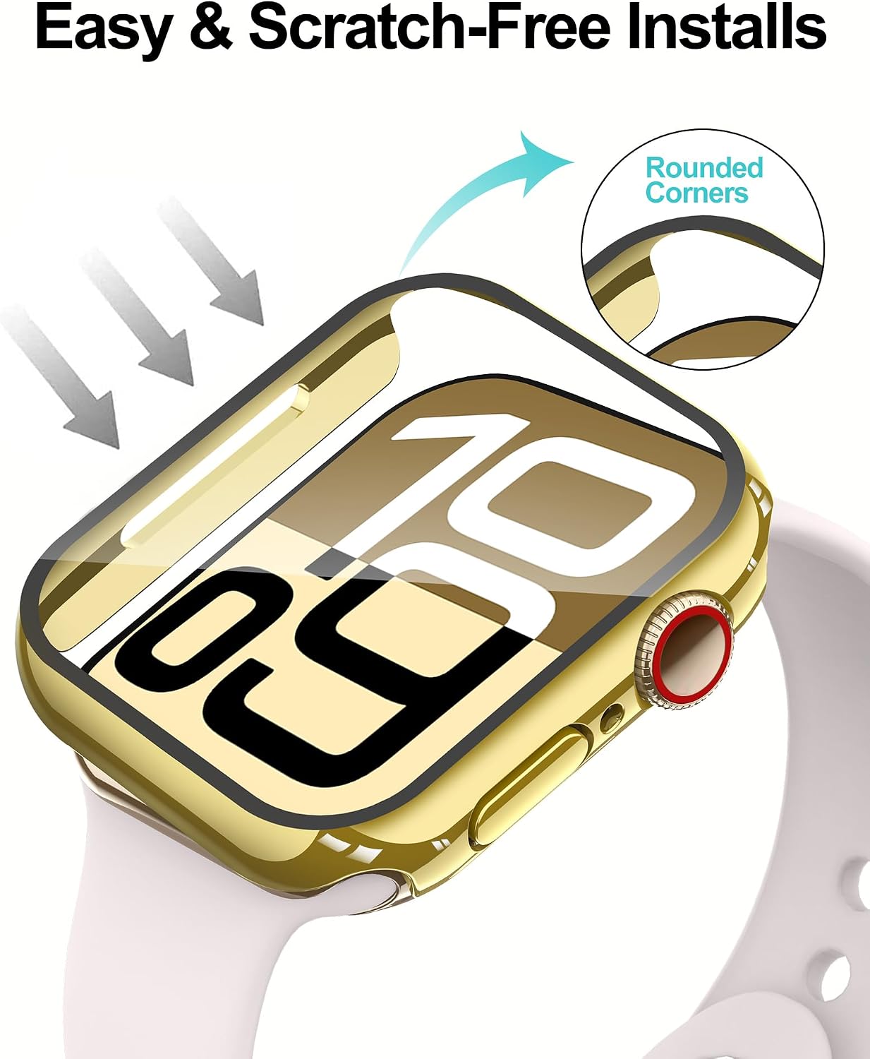 Smiling 2 Pack Case Compatible with Apple Watch Series 11 (2025)/Series 10 46mm with Tempered Glass Screen Protector, Hard PC Case Scratch-Resistant Overall Protective Cover- Gold