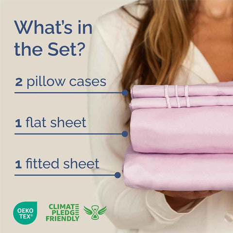 King Size 4 Piece Sheet Set - Breathable & Cooling Sheets - Light Pink