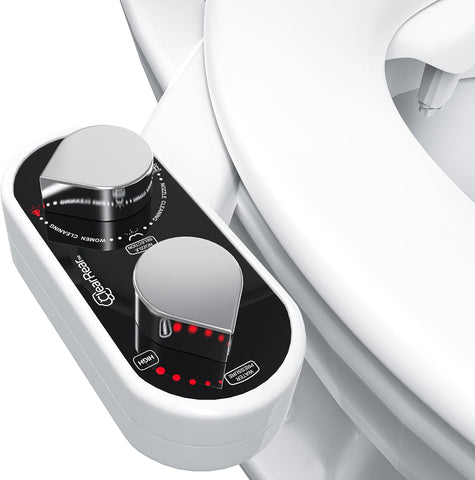 CLEAR REAR Bidet Attachment for Toilet Seat - Non-Electric with Self Cleaning Dual Nozzles, Leak Proof Connectors, Adjustable Water Spray, Rear & Feminine Wash - Hygienic Bathroom Upgrades