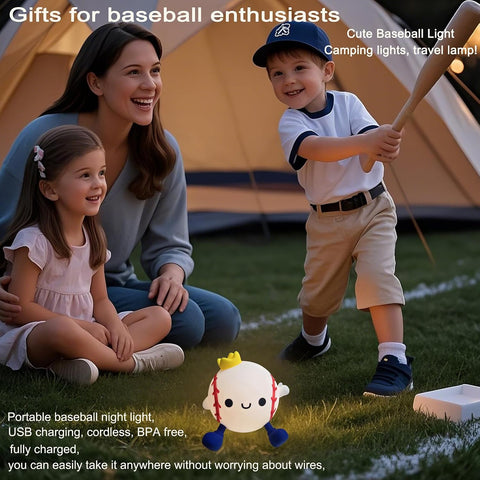 Baseball Night Light for Kids, Soft Silicone Squishy Lamp Sports Room Decor