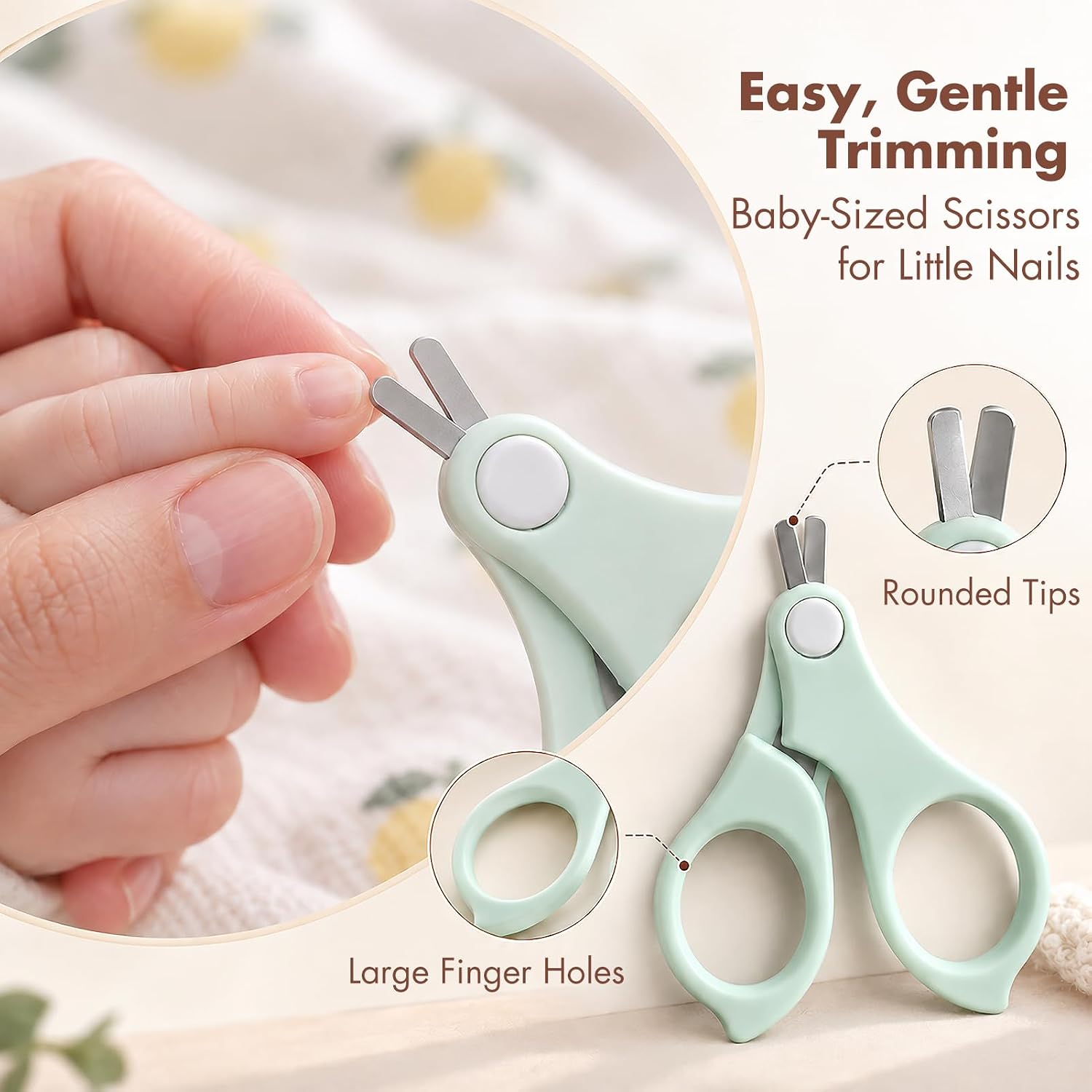 Baby Nail Kit, 4-in-1 Baby Nail Care Set with Cute Case, Baby Nail Clipper, Scissor, Nail File & Tweezer, Baby Manicure Kit and Pedicure kit for Newborn, Infant, Toddler, Kids-Owl Blue